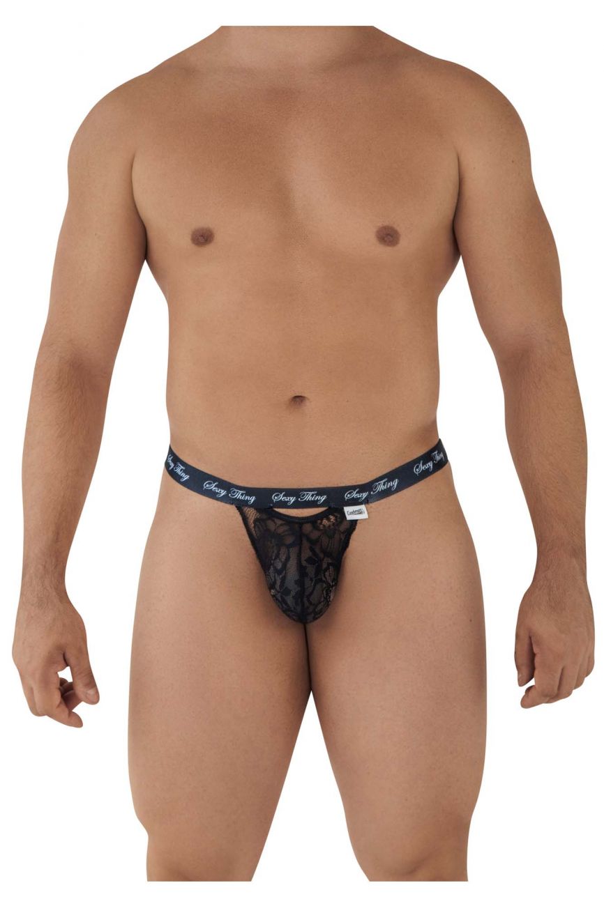 CandyMan 99594 Sexy Thing Lace Thongs Black