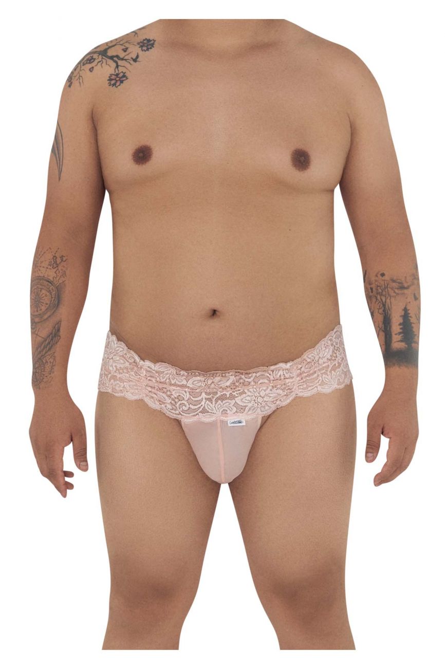 CandyMan 99595X Floral Lace Thongs Rose Plus Sizes