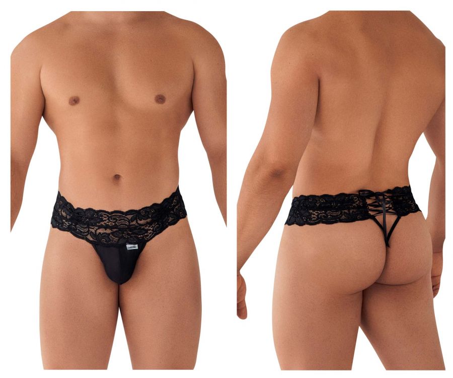 CandyMan 99595 Floral Lace Thongs Black