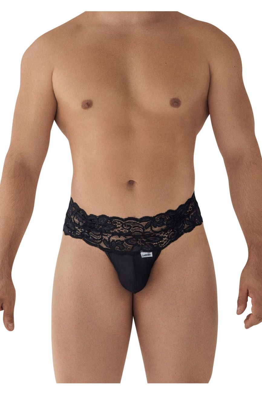 CandyMan 99595 Floral Lace Thongs Black