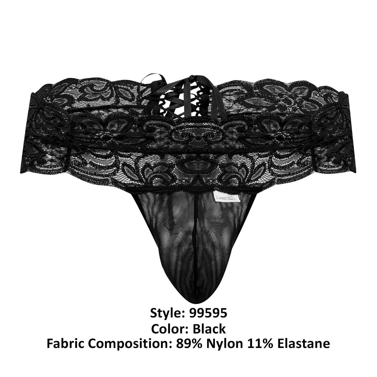 CandyMan 99595 Floral Lace Thongs Black