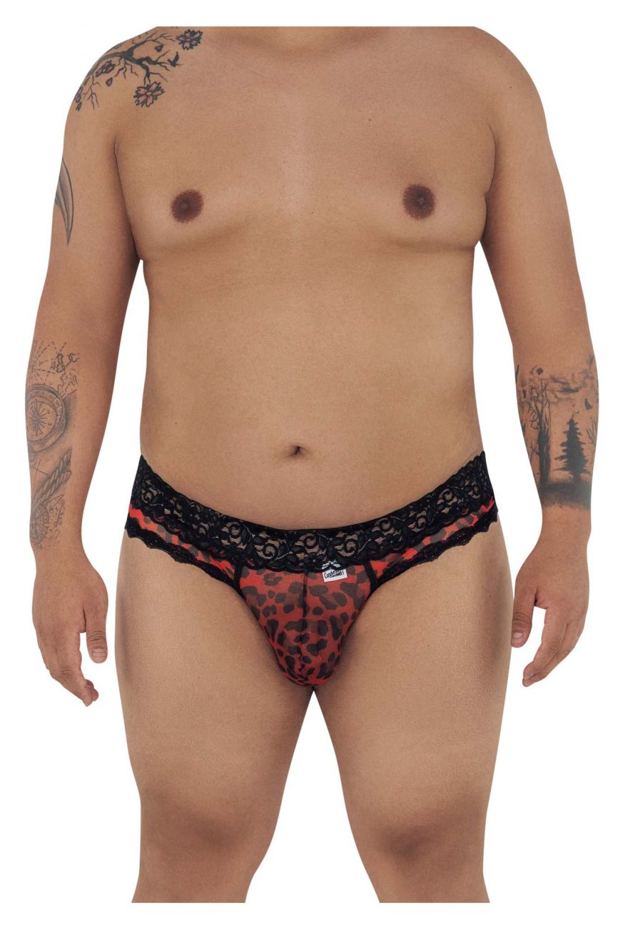 CandyMan 99596X Mesh-Lace Thongs Snake Print Plus Sizes