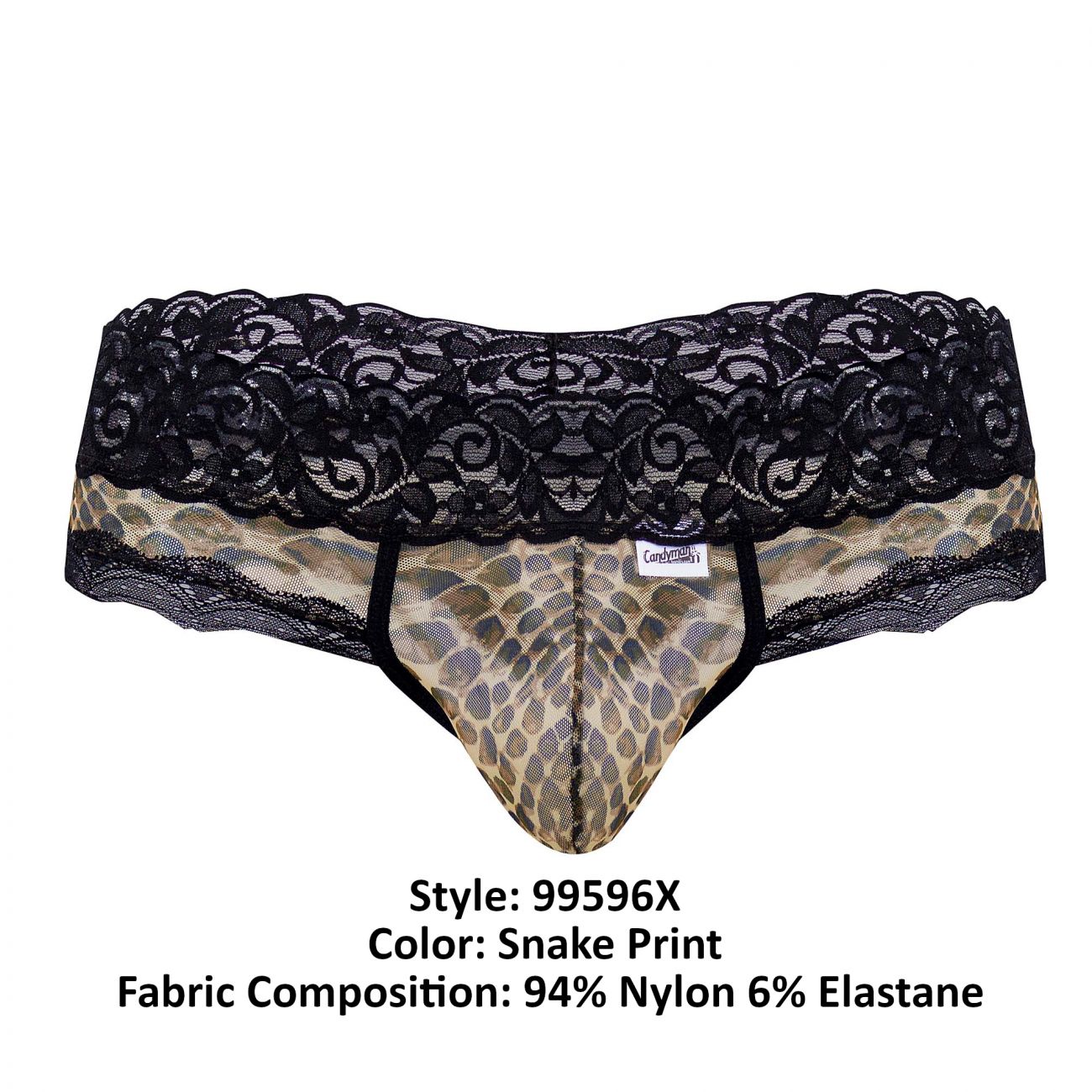 CandyMan 99596X Mesh-Lace Thongs Leopard Print Plus Sizes