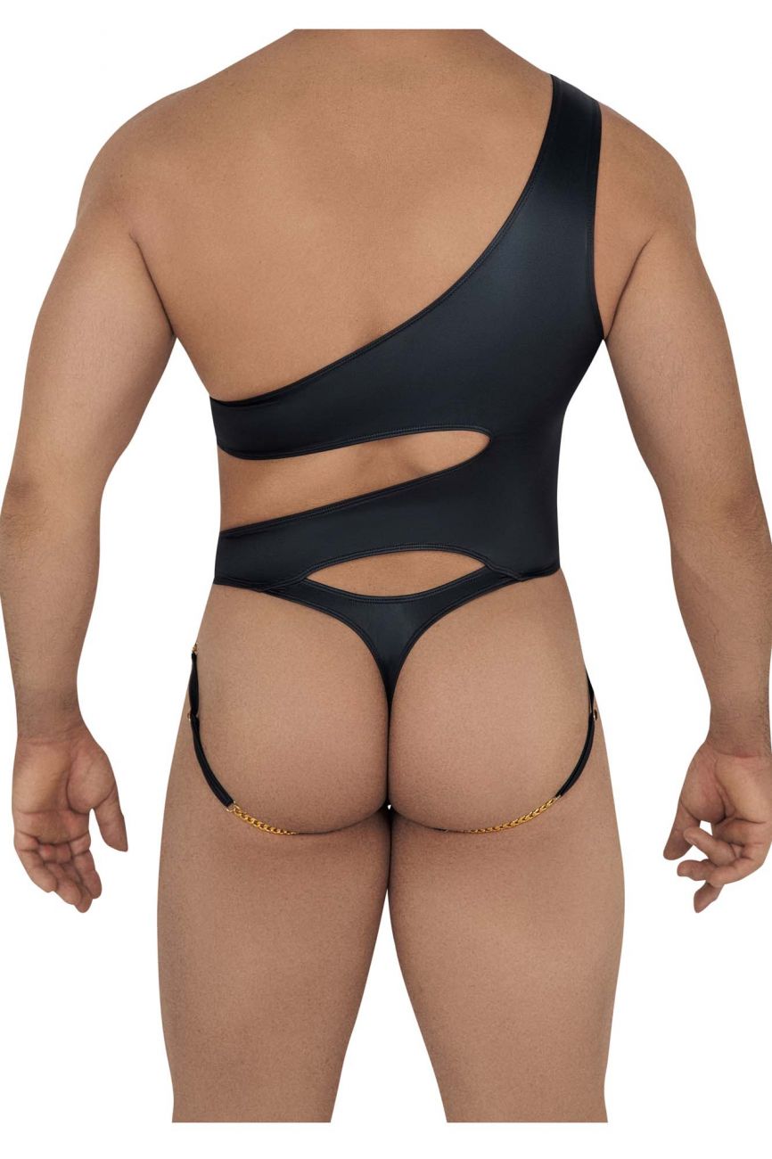 CandyMan 99597 One Shoulder Bodysuit Black