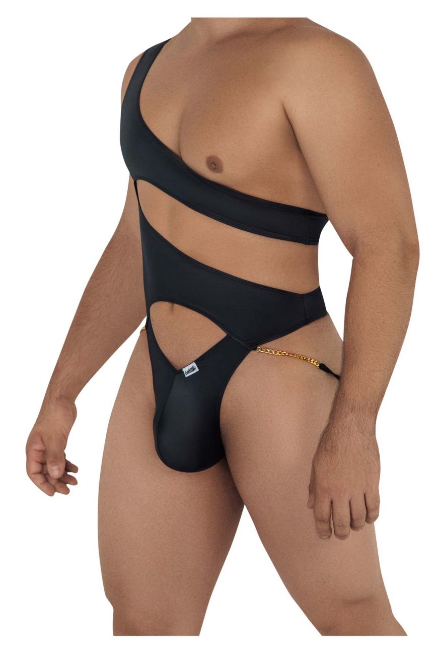 CandyMan 99597 One Shoulder Bodysuit Black