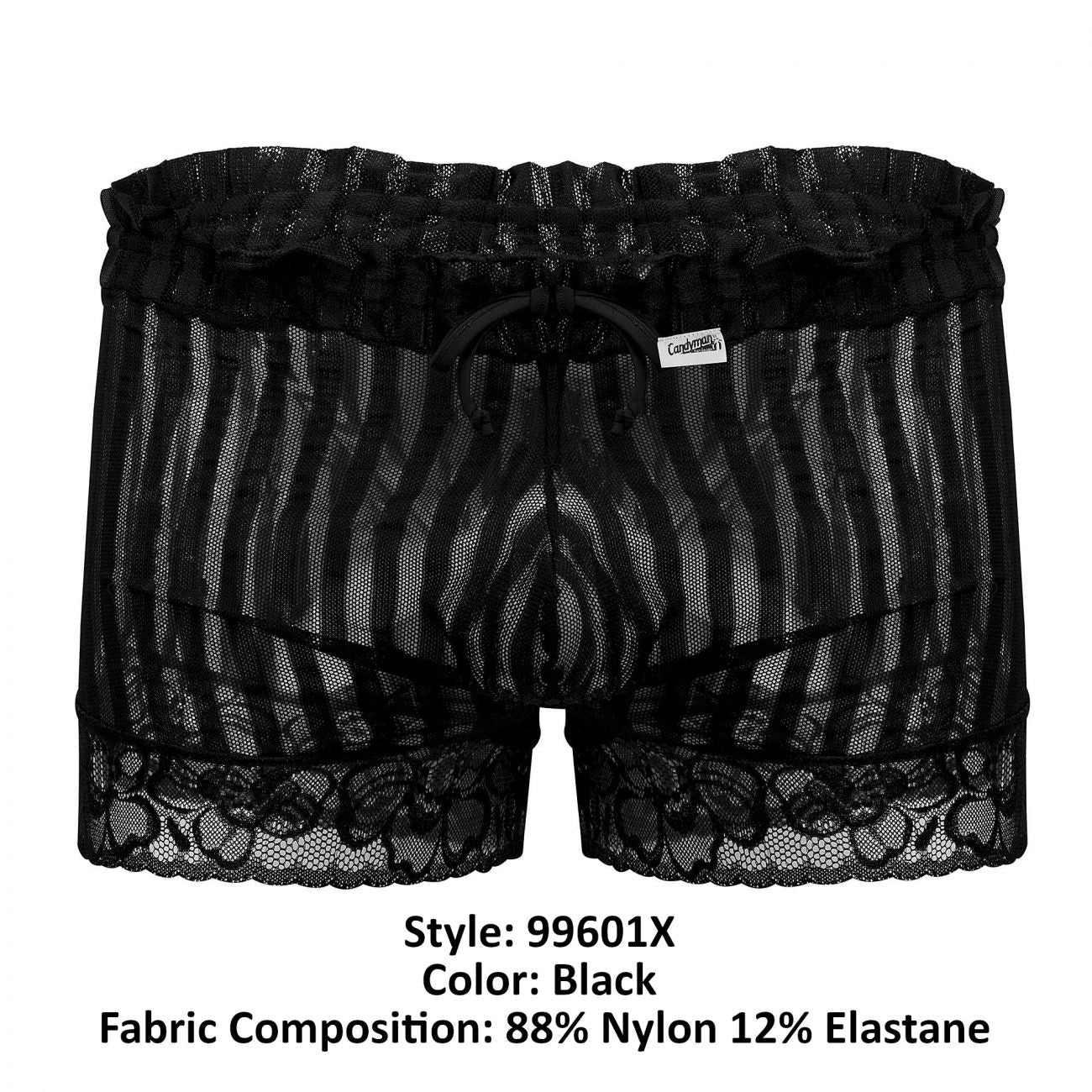 CandyMan 99601X Lounge Pajama Shorts Black Plus Sizes