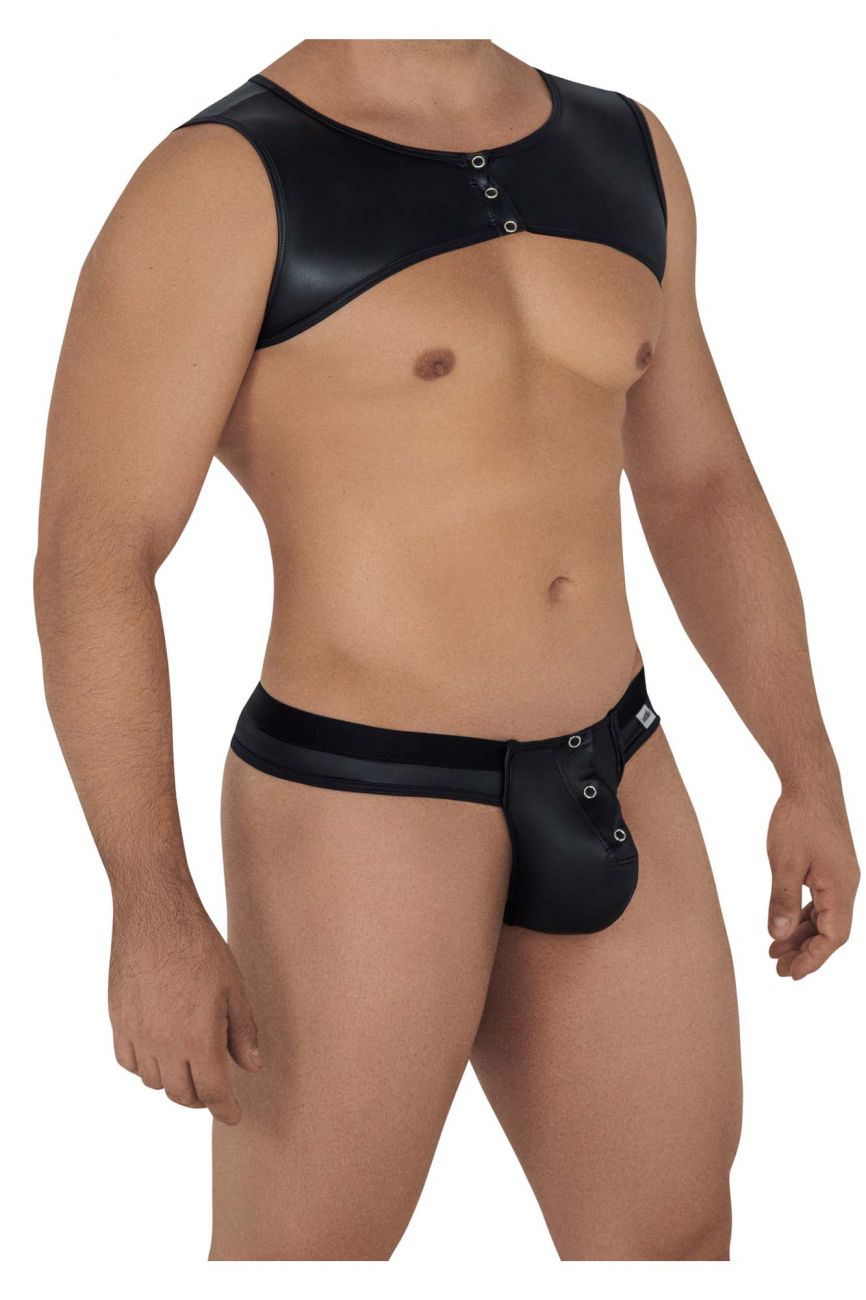 CandyMan 99612 Harness Thong Outfit Black