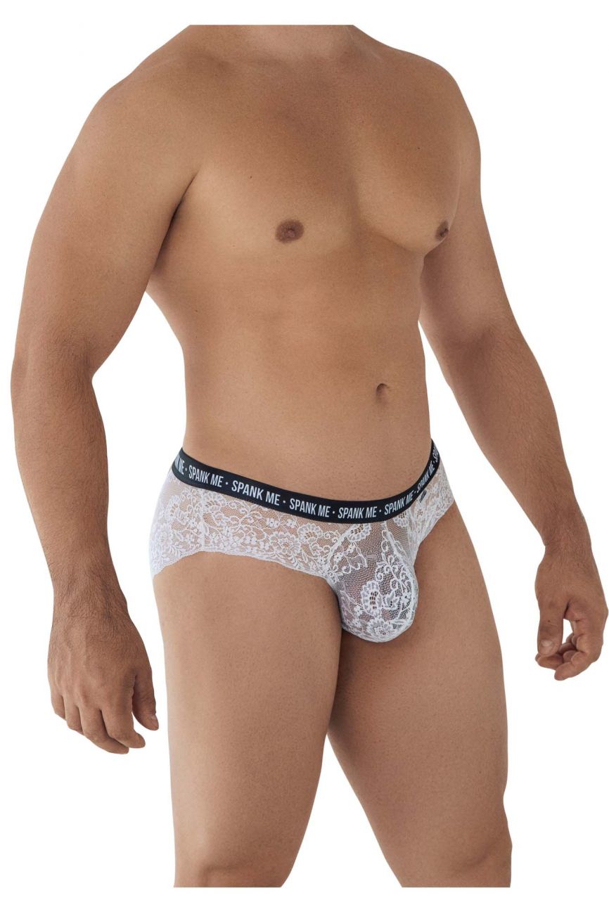 CandyMan 99615 Spank Me Lace Briefs White