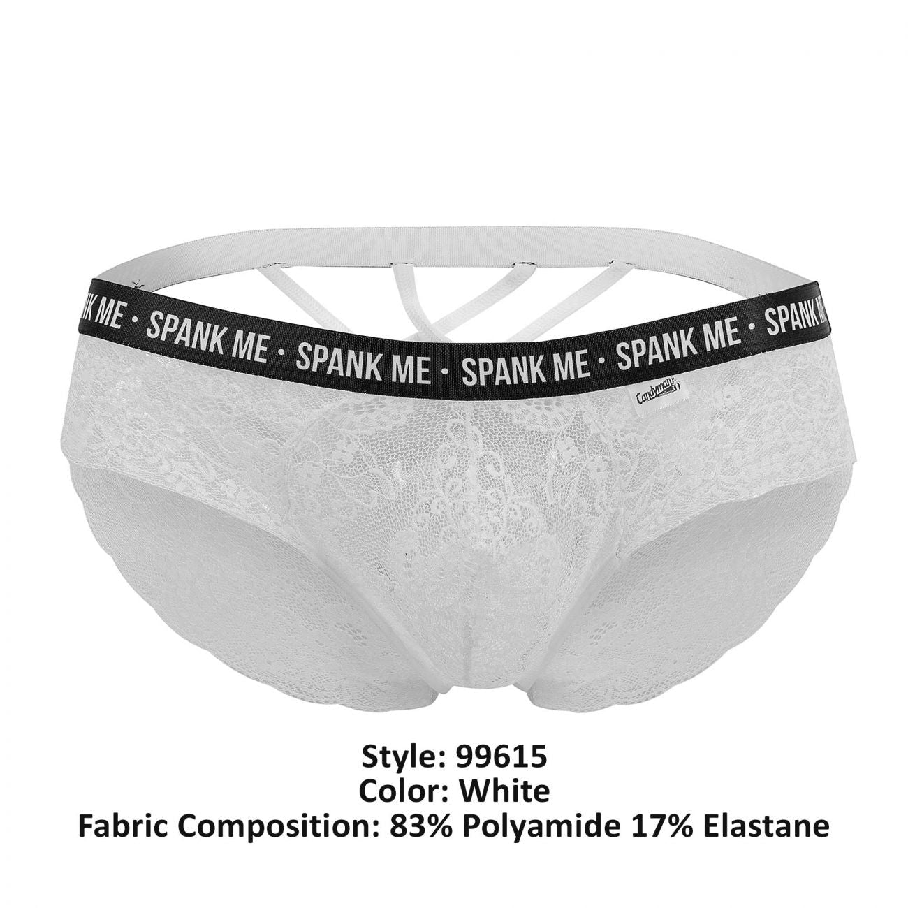 CandyMan 99615 Spank Me Lace Briefs White