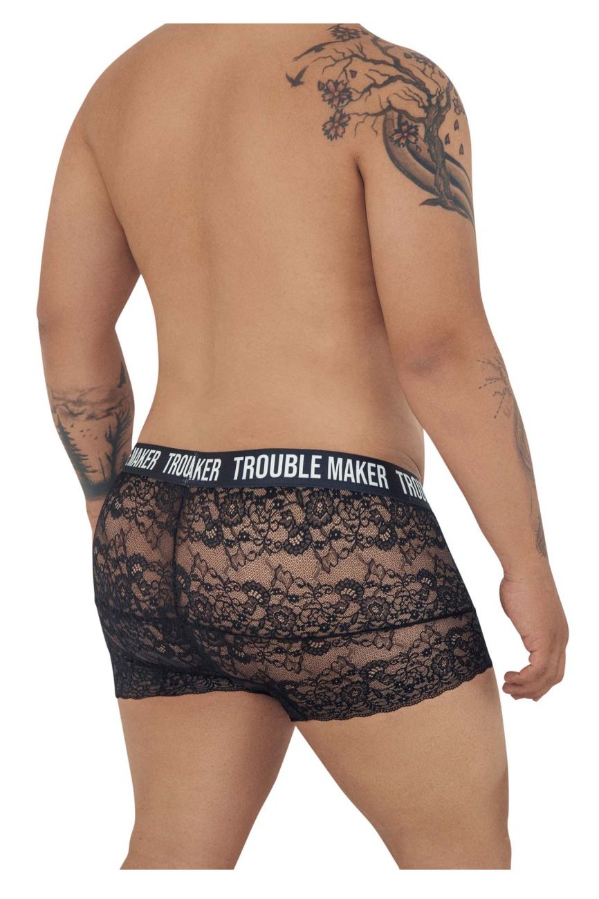 CandyMan 99616X Trouble Maker Lace Trunks Black Plus Sizes