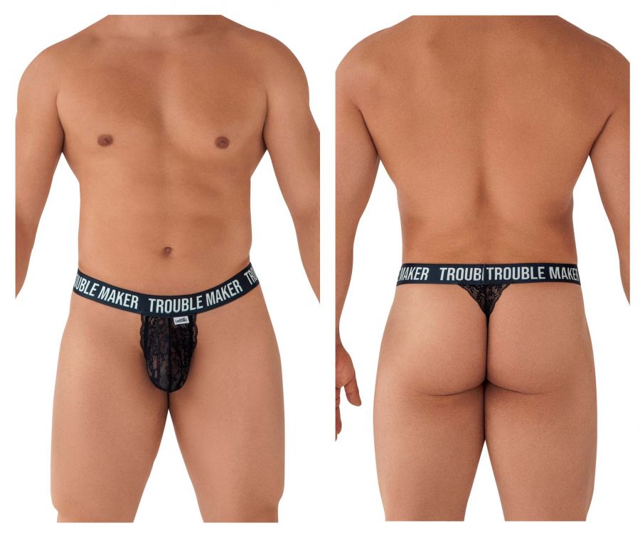 CandyMan 99618 Trouble Maker Lace Thongs Black