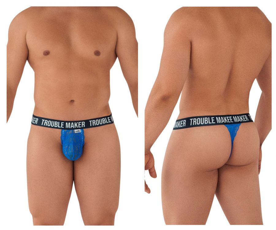 CandyMan 99618 Trouble Maker Lace Thongs Dark Blue