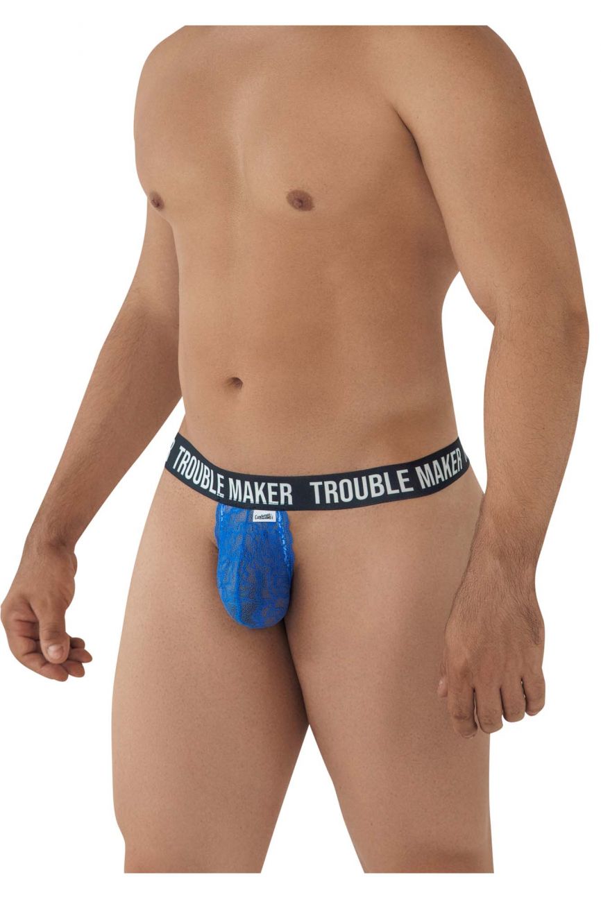 CandyMan 99618 Trouble Maker Lace Thongs Dark Blue
