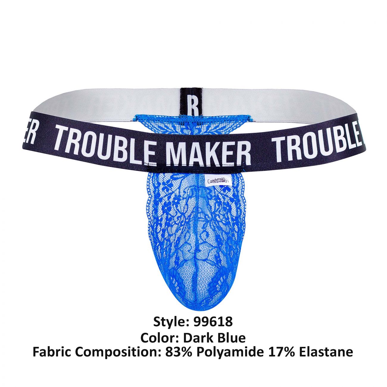 CandyMan 99618 Trouble Maker Lace Thongs Dark Blue