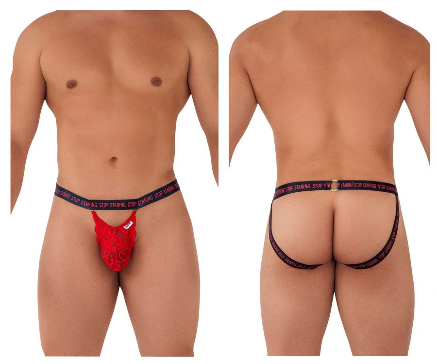 CandyMan 99619 Stop Staring Lace Jockstrap Red