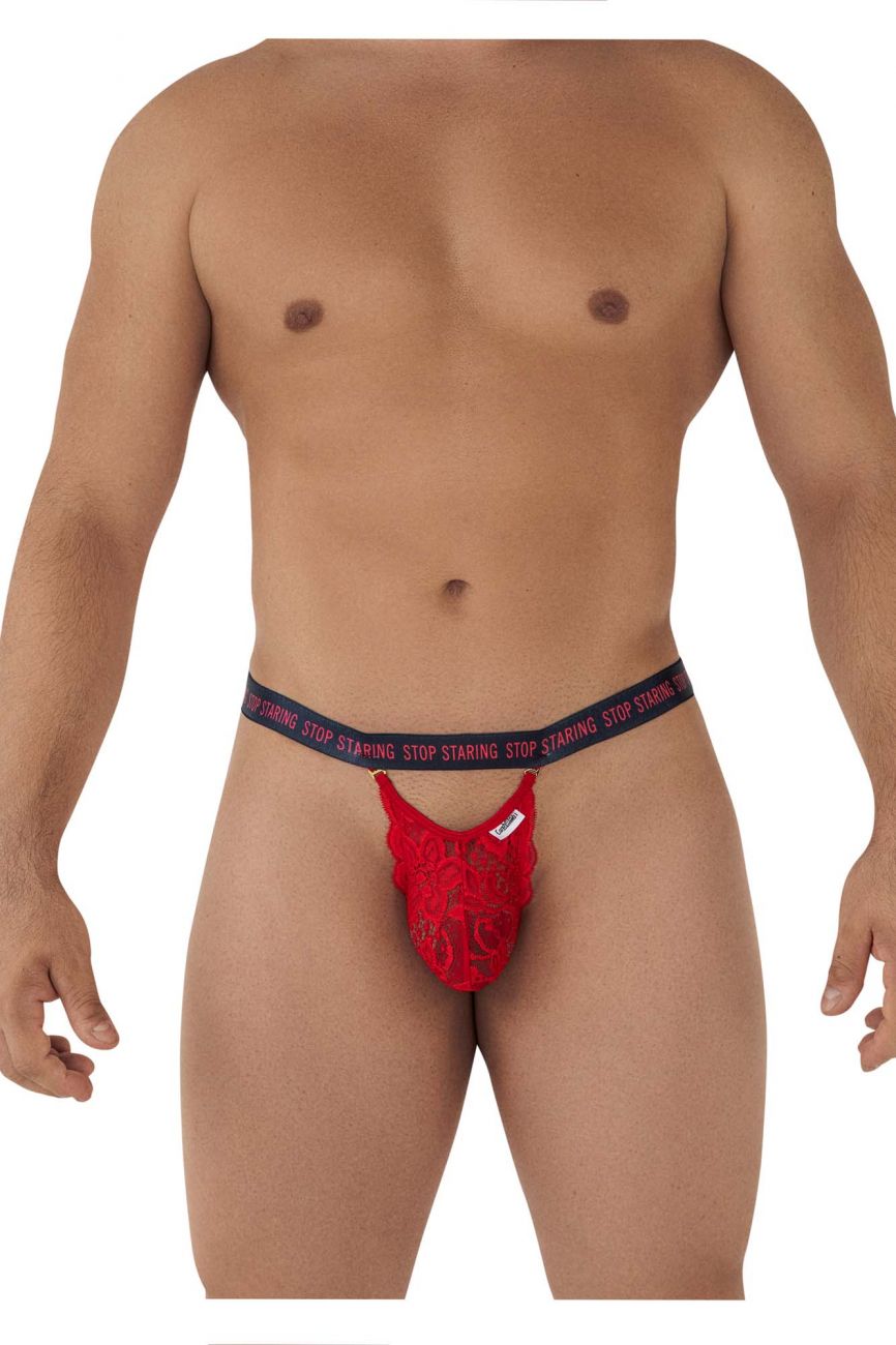 CandyMan 99619 Stop Staring Lace Jockstrap Red