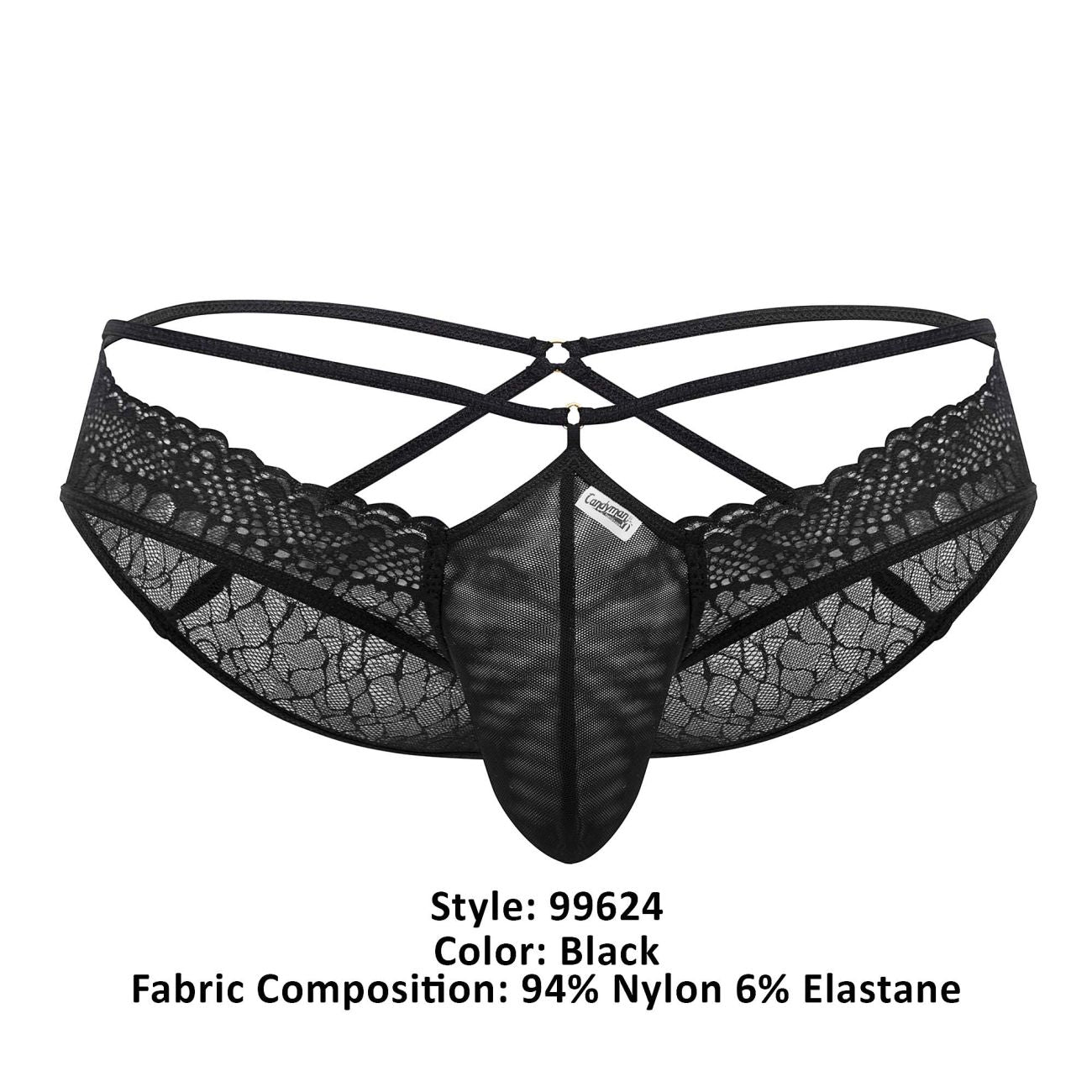 CandyMan 99624 Alluring Lace Briefs Black