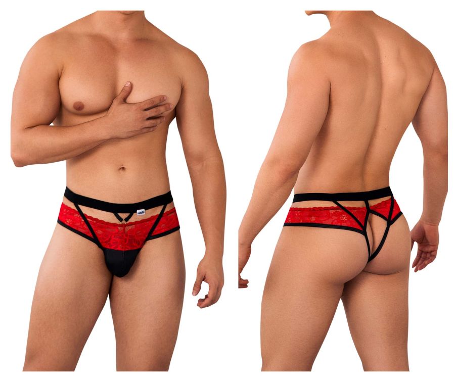 CandyMan 99627 Lace Jockstrap Red