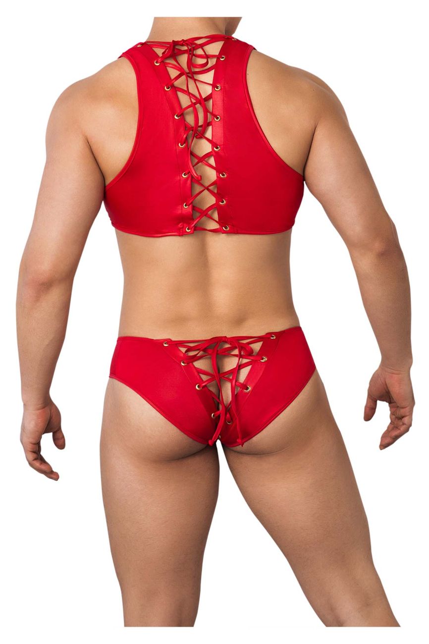 CandyMan 99628 Playful Top and Brief Set Red