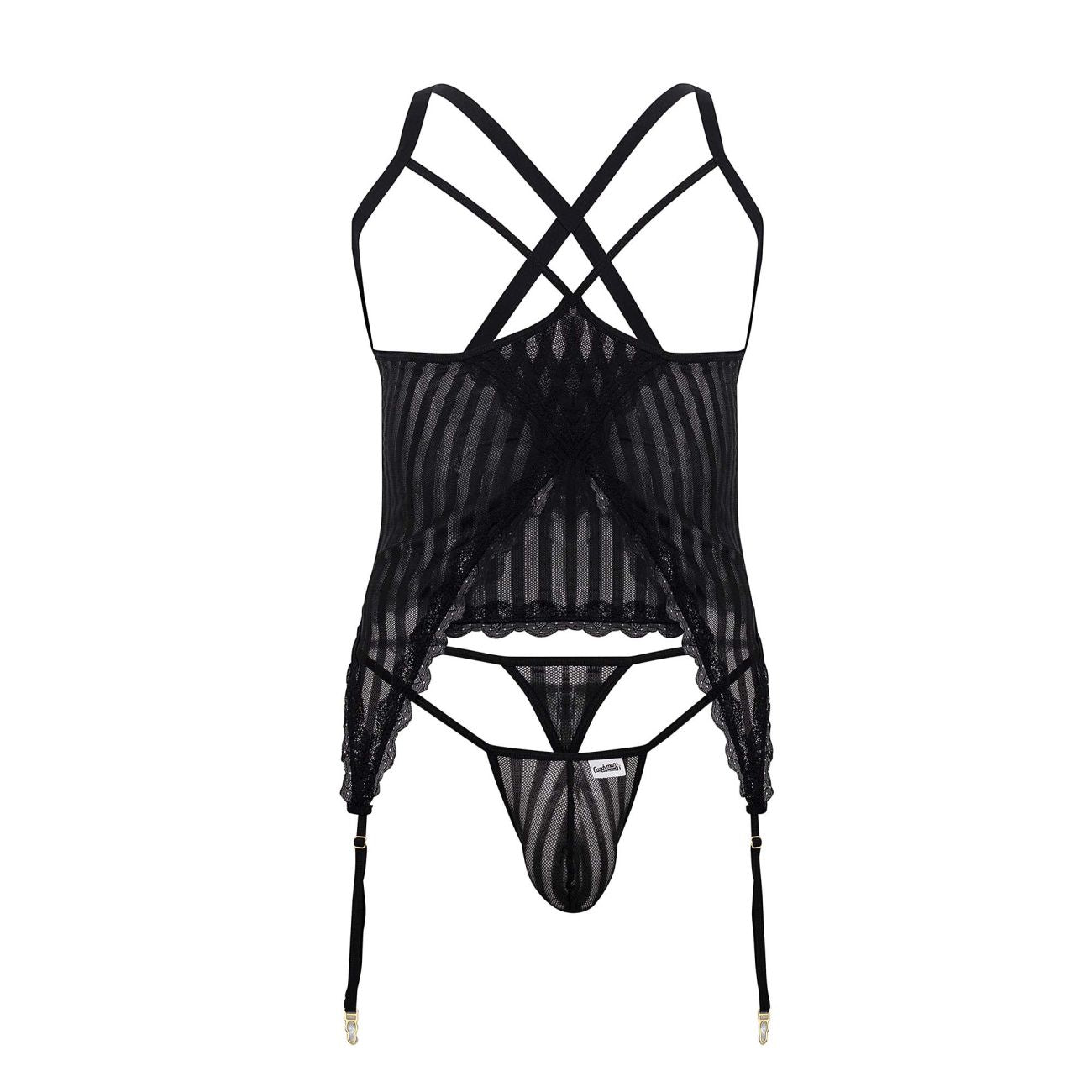 CandyMan 99654X Mesh Two Piece Set Black Plus Sizes