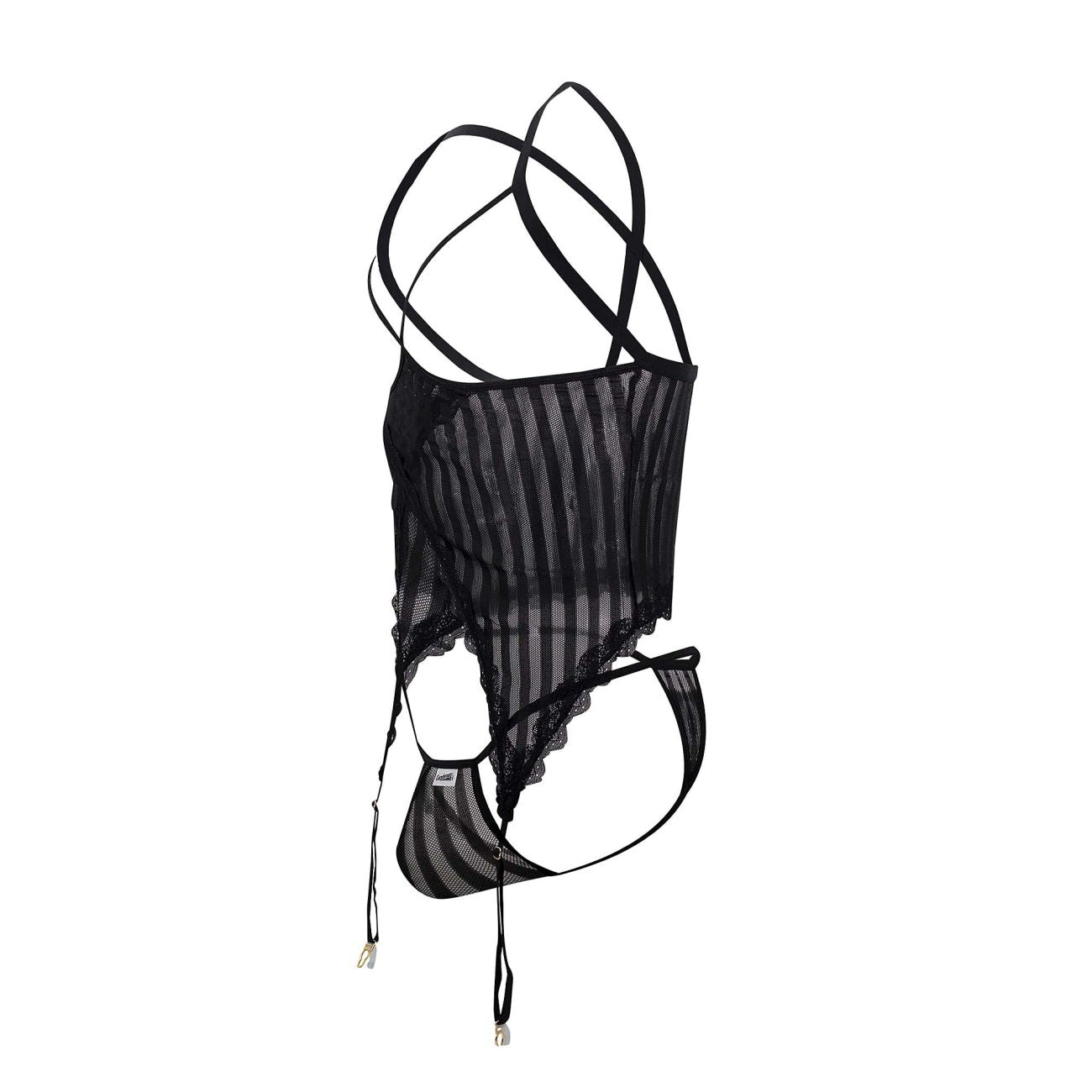 CandyMan 99654X Mesh Two Piece Set Black Plus Sizes