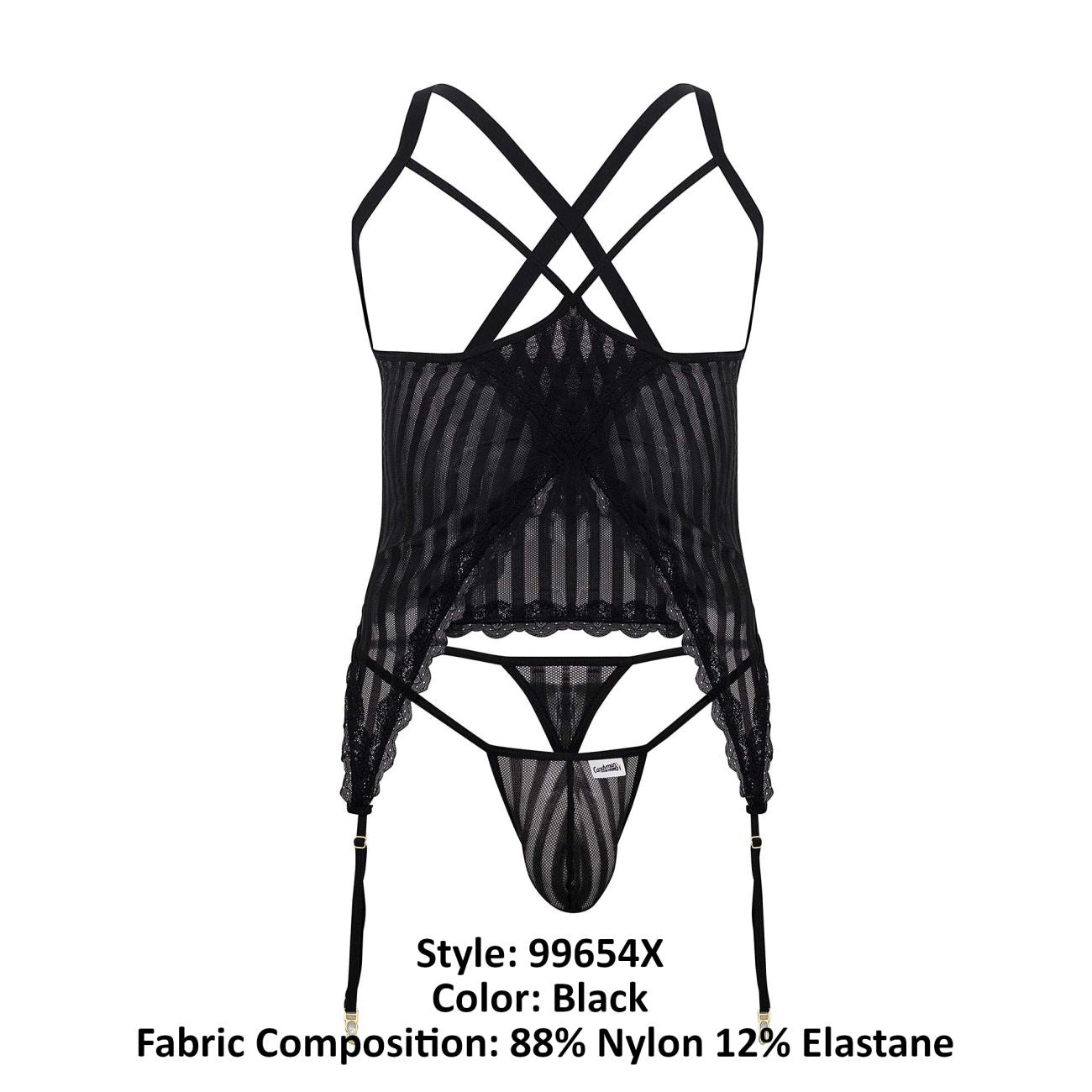 CandyMan 99654X Mesh Two Piece Set Black Plus Sizes