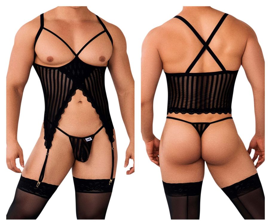 CandyMan 99654 Mesh Two Piece Set Black