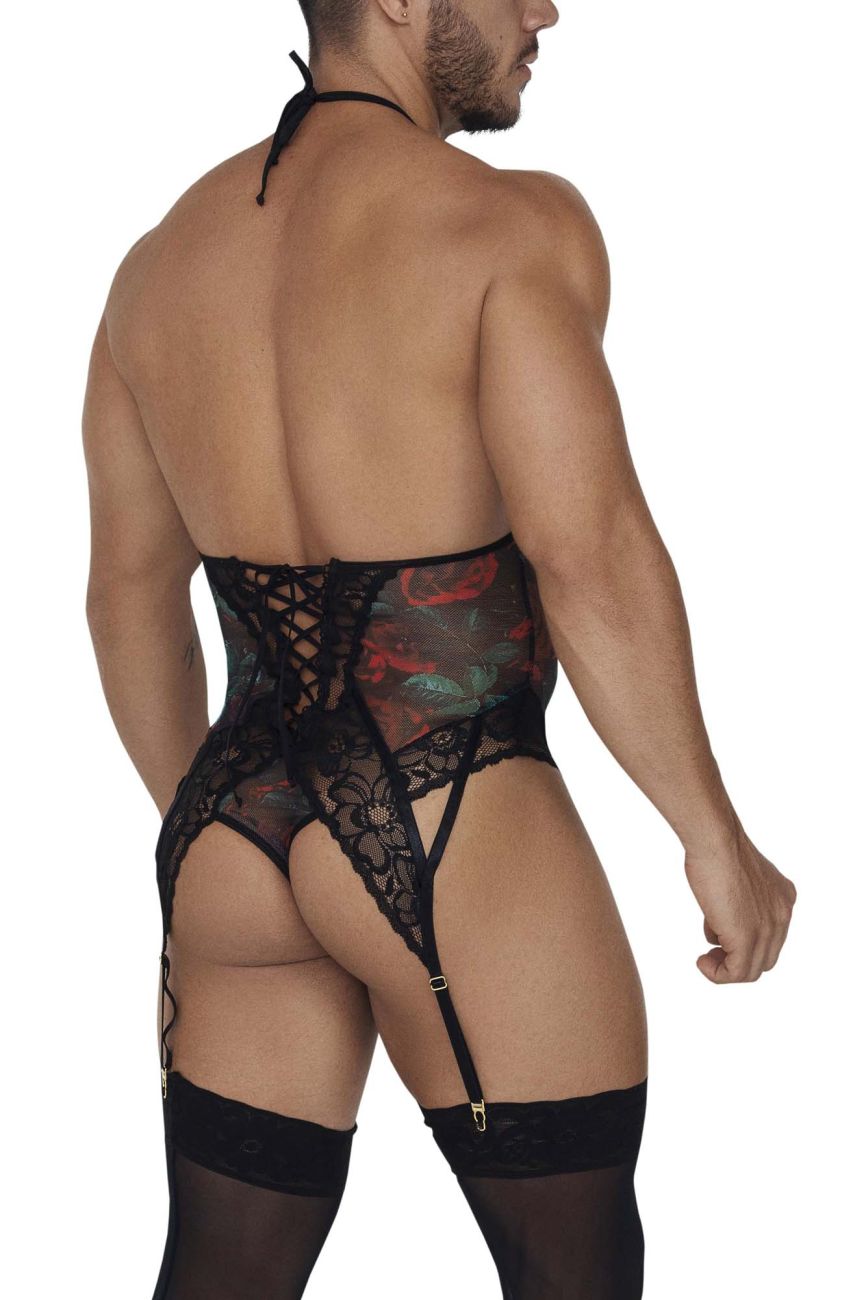 CandyMan 99661 Lace Bodysuit Black Print