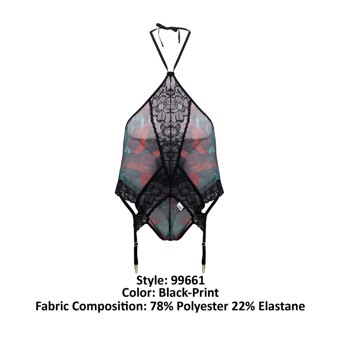 JCSTK - CandyMan 99661 Lace Bodysuit Black Print