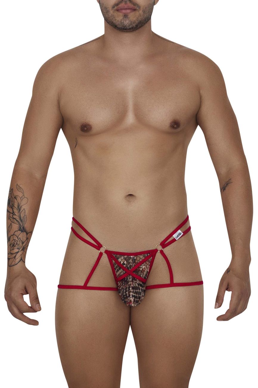 CandyMan 99671 Lace Jock Thongs Red Print