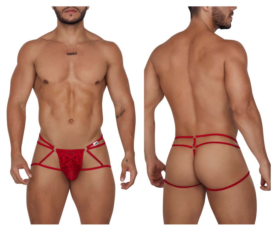 CandyMan 99671 Lace Jock Thongs Red