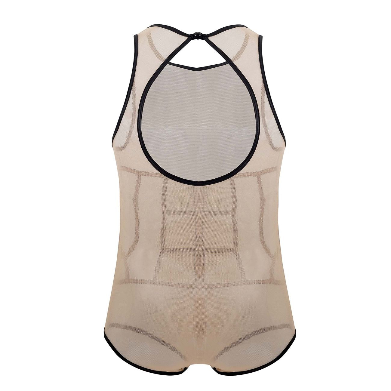 CandyMan 99683X Tulle Bodysuit Beige Plus Sizes