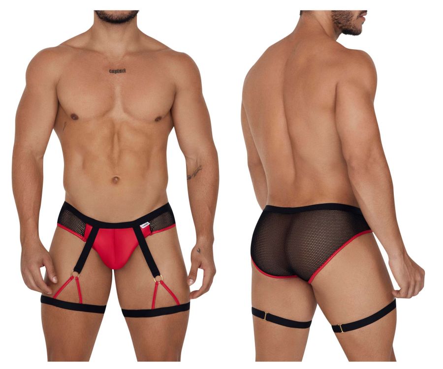 CandyMan 99684 Garter Briefs Black-Red