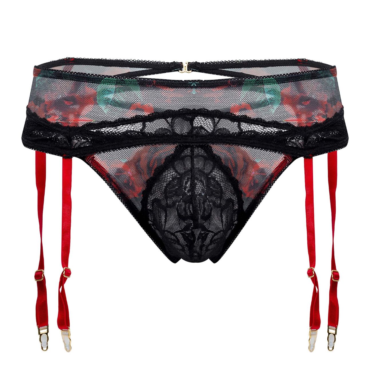 CandyMan 99688 Garter Thongs Two Piece Set Black