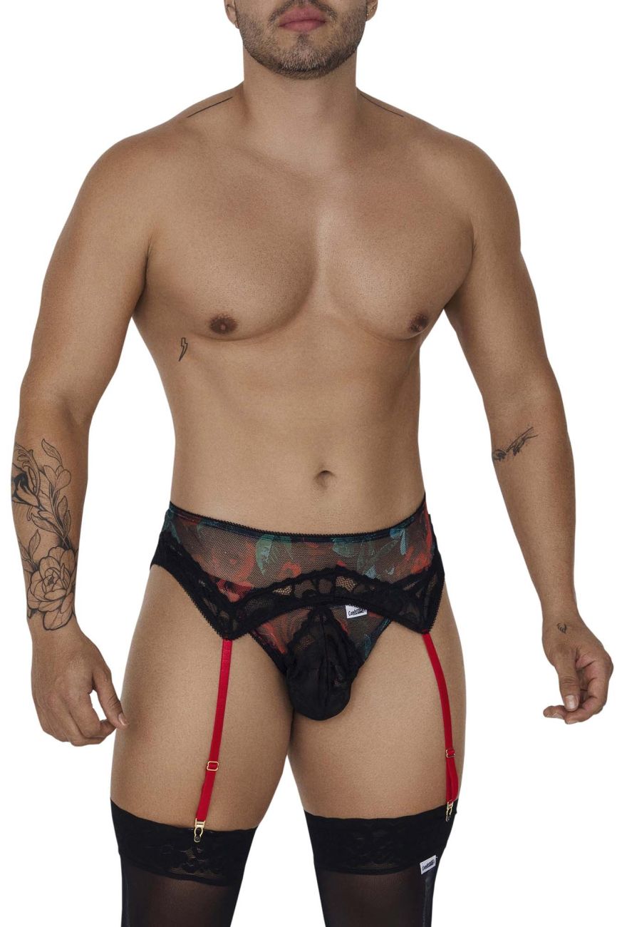 CandyMan 99688 Garter Thongs Two Piece Set Black