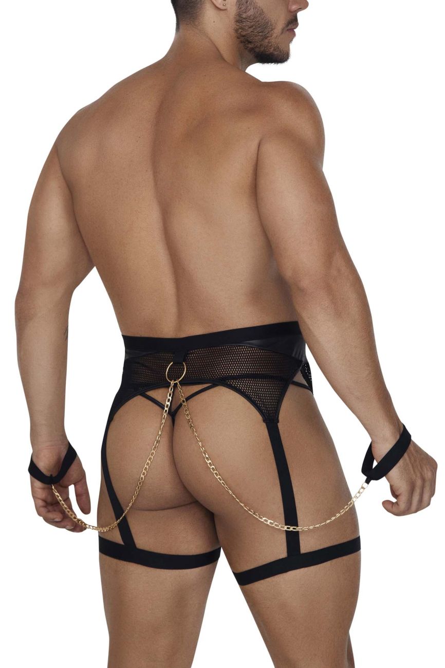 CandyMan 99690 Garter Thongs Two Piece Set Black