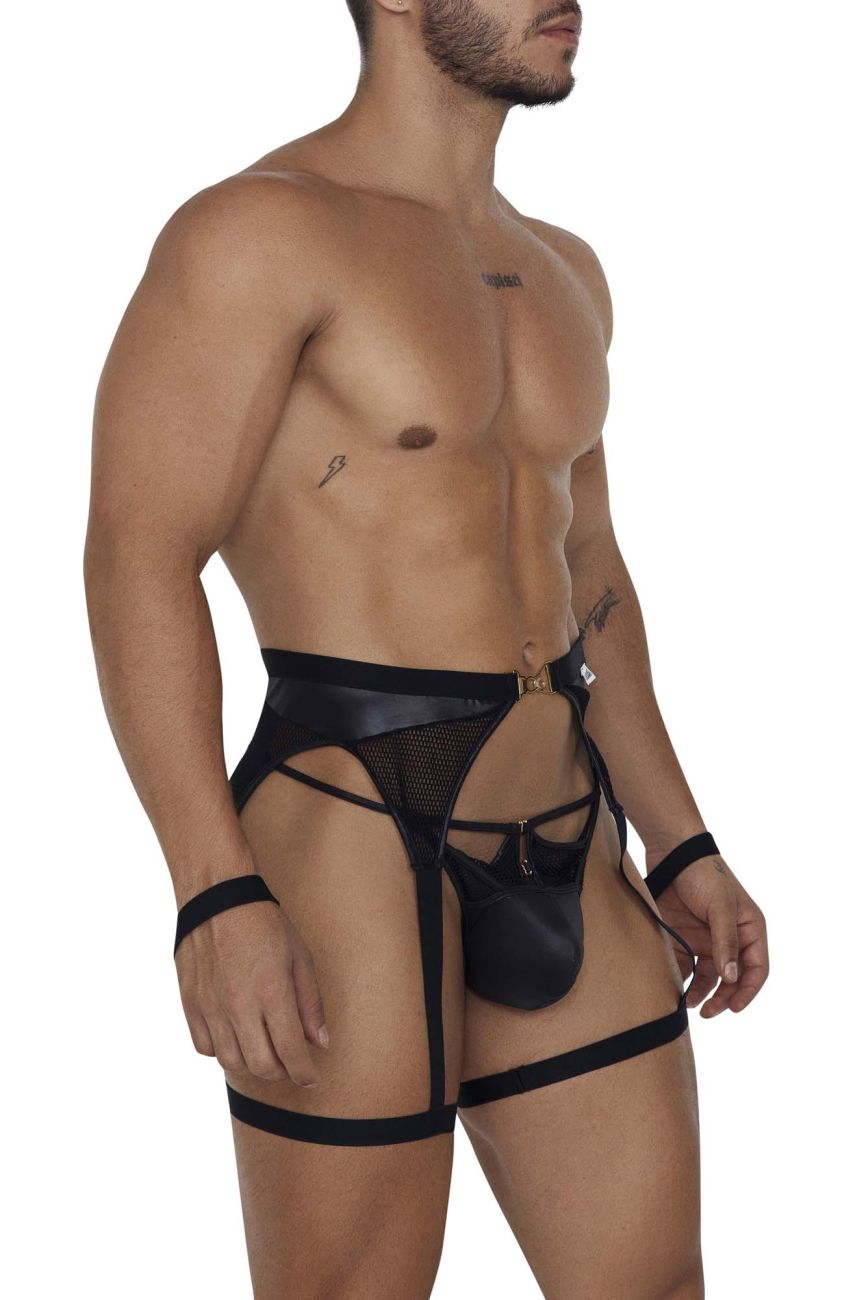 CandyMan 99690 Garter Thongs Two Piece Set Black