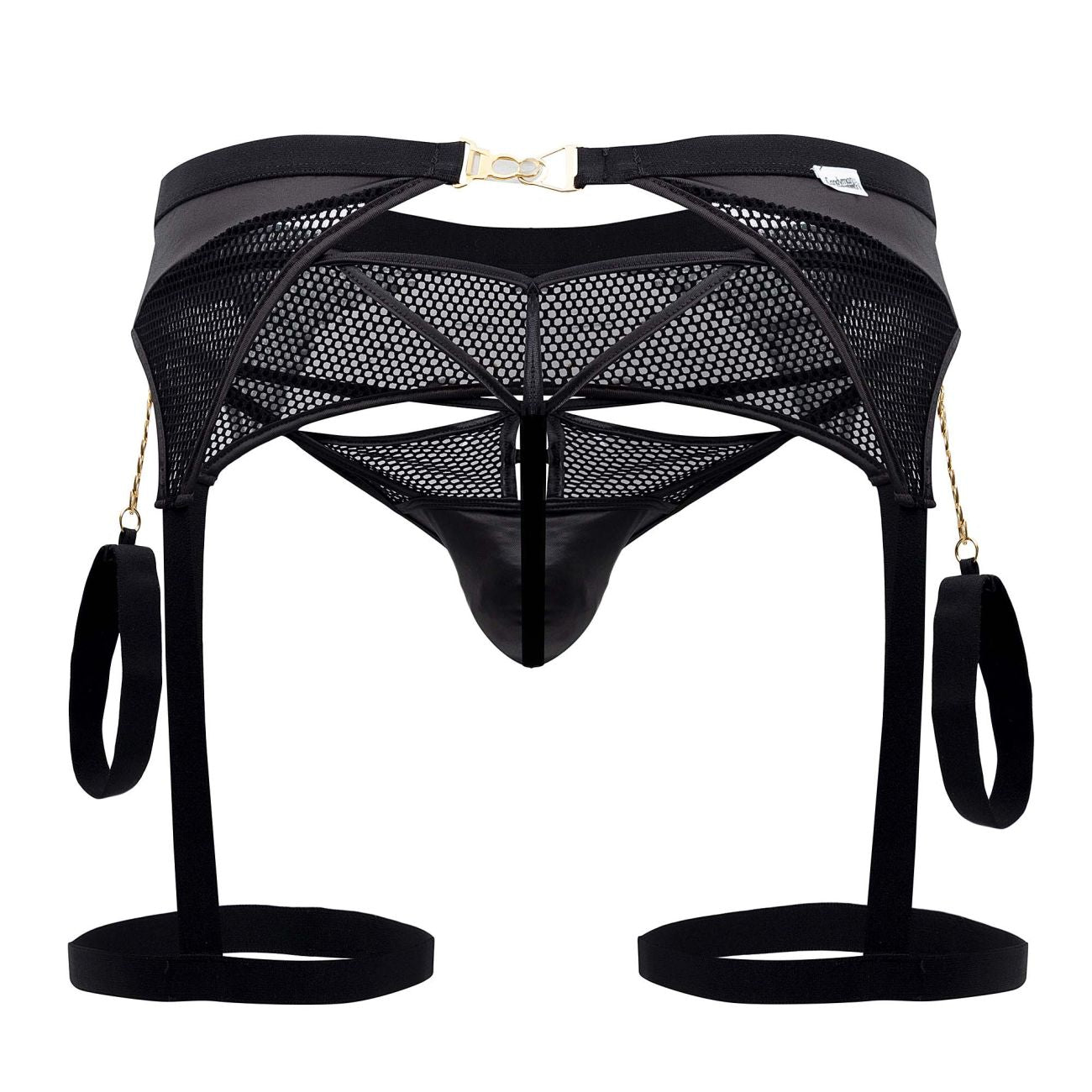 CandyMan 99690 Garter Thongs Two Piece Set Black
