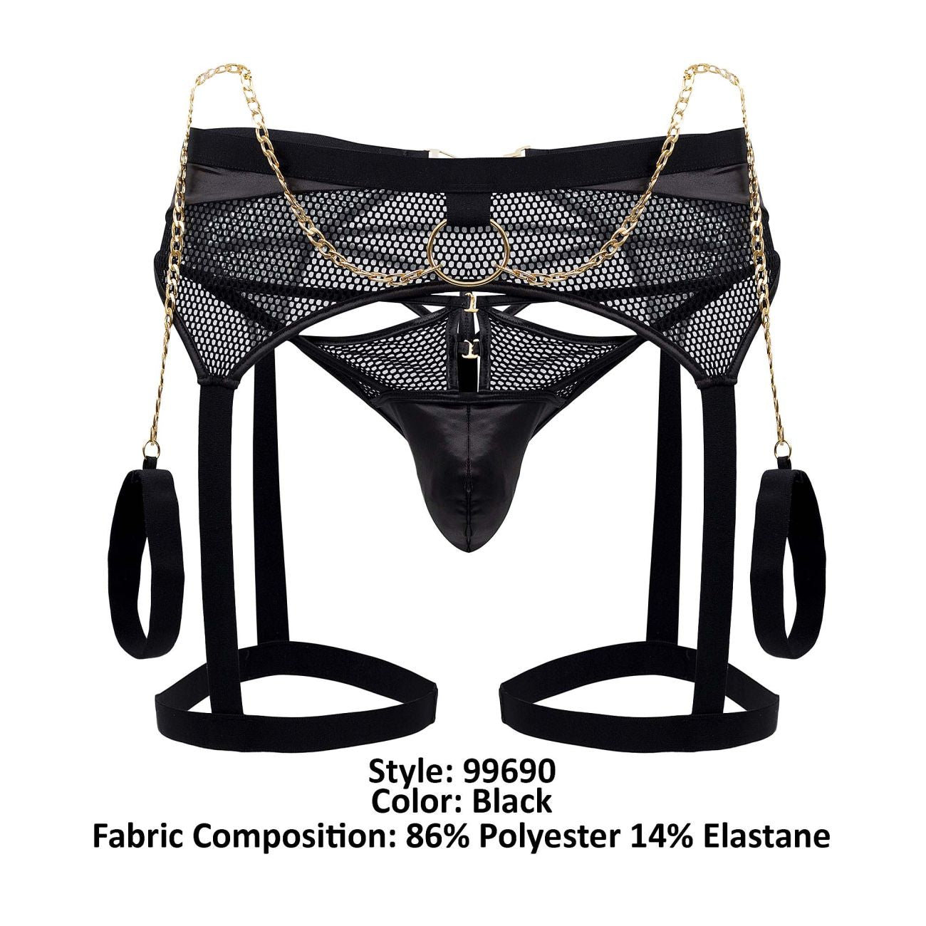 CandyMan 99690 Garter Thongs Two Piece Set Black