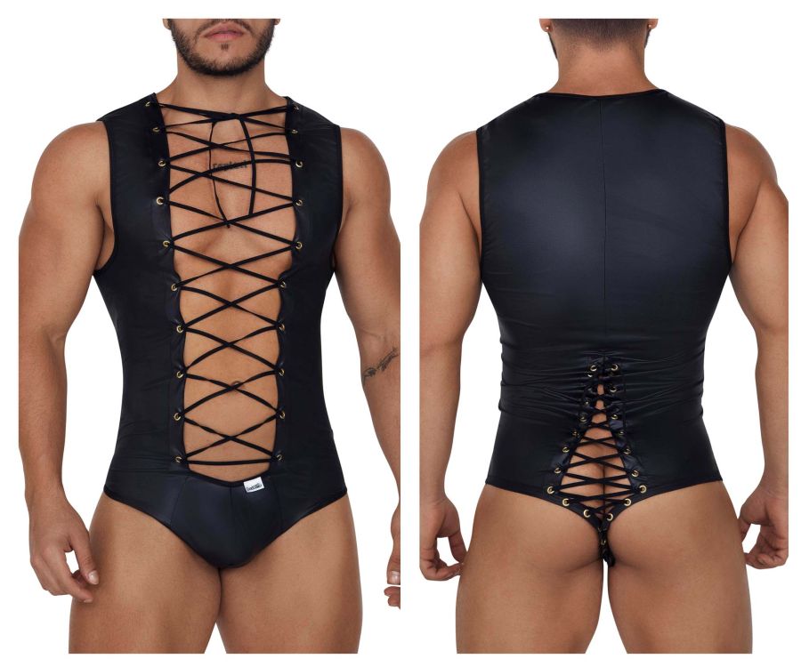 CandyMan 99694 Wrestling Bodysuit Black