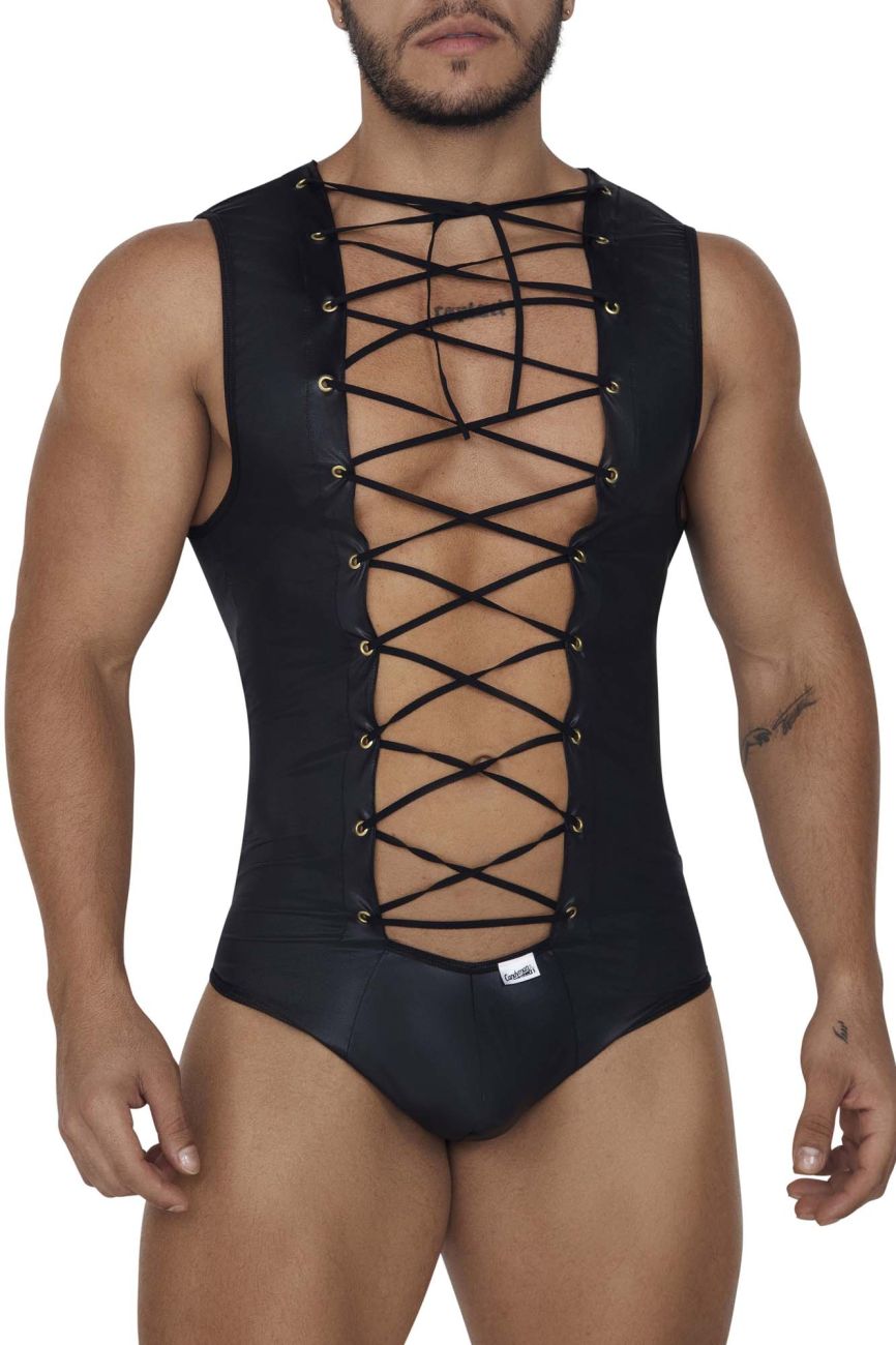 CandyMan 99694 Wrestling Bodysuit Black