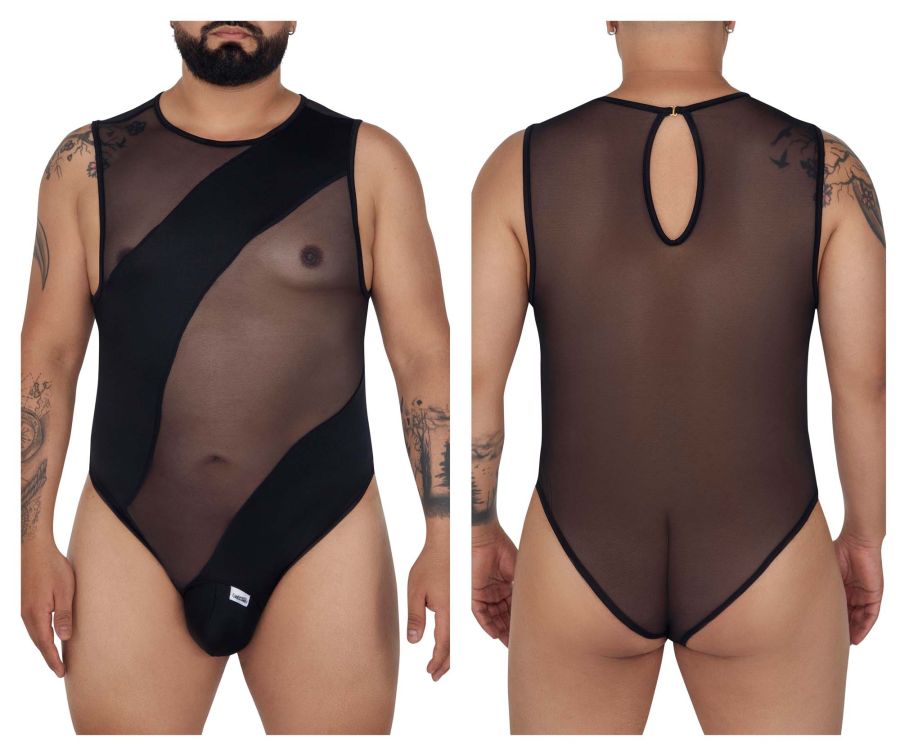 CandyMan 99699X Mesh Bodysuit Black Plus Sizes