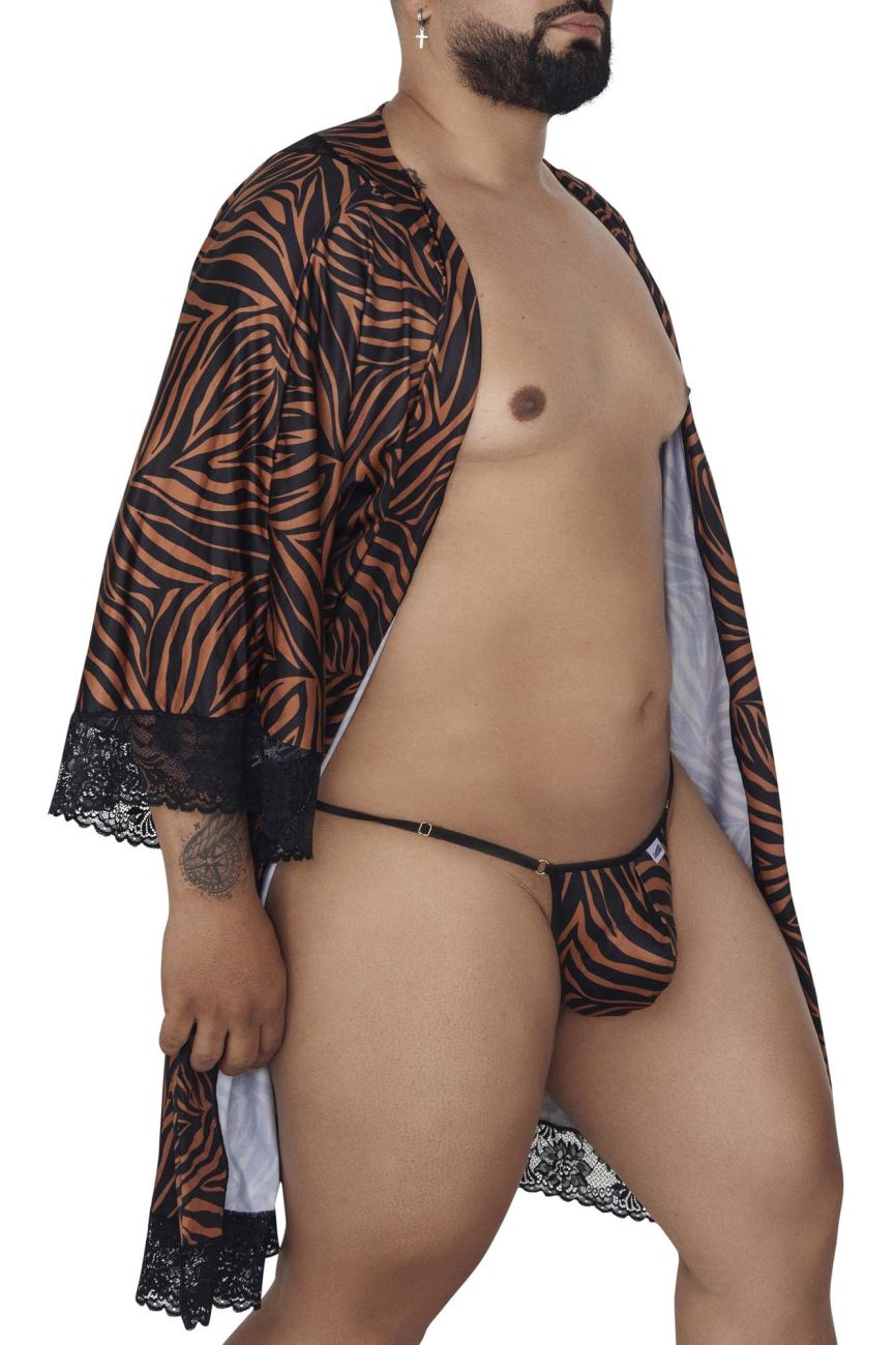 CandyMan 99700X Robe Thong Two Piece Set Animal Print Plus Sizes