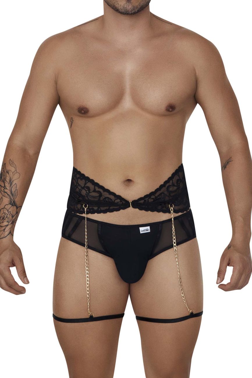 CandyMan 99703 Garter Briefs Two Piece Set Black