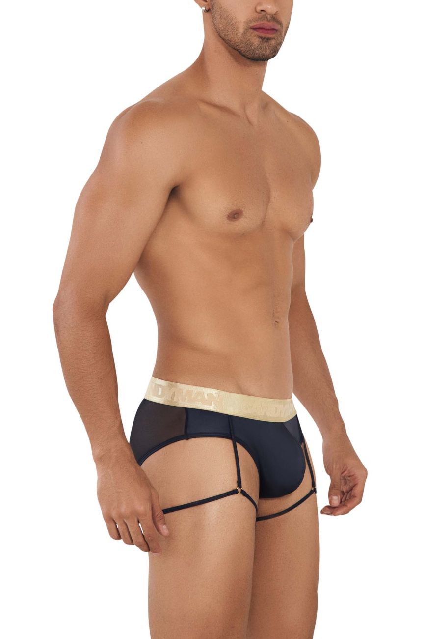 CandyMan 99722 Garter Mesh Briefs Black