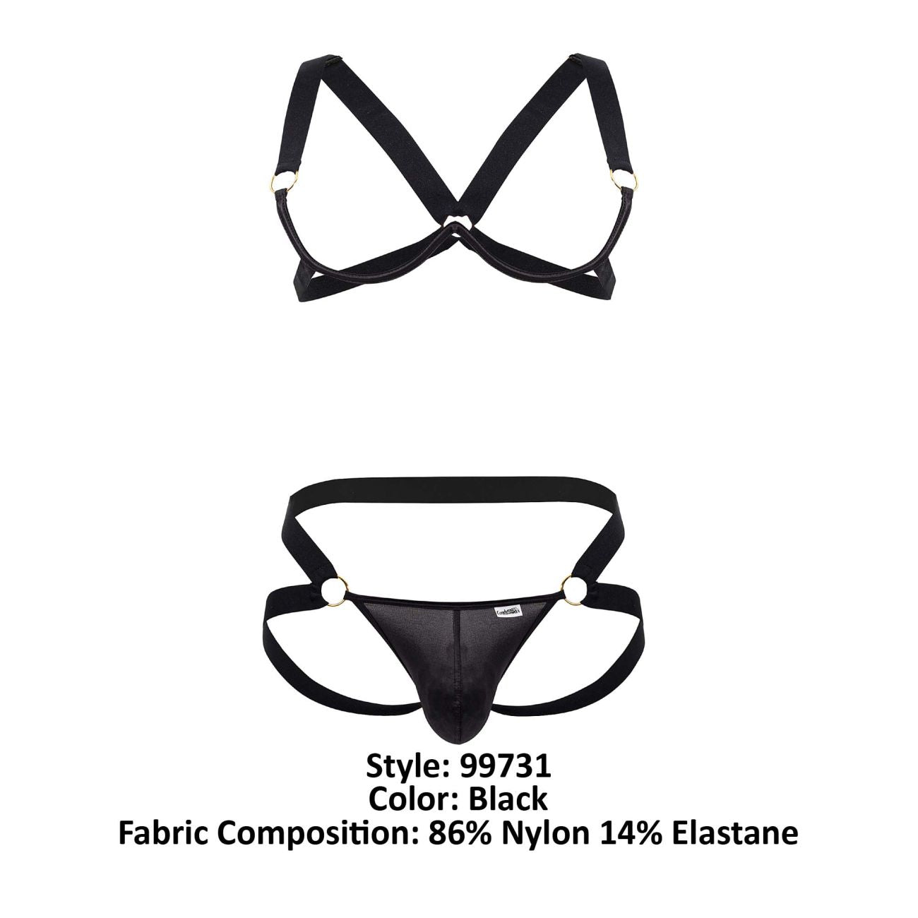 CandyMan 99731 Harness-Bra Two Piece Set Black