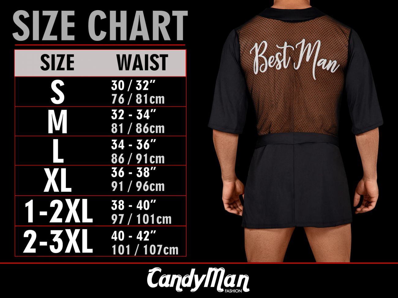 CandyMan 99529 Mesh Garter Bodysuit Black