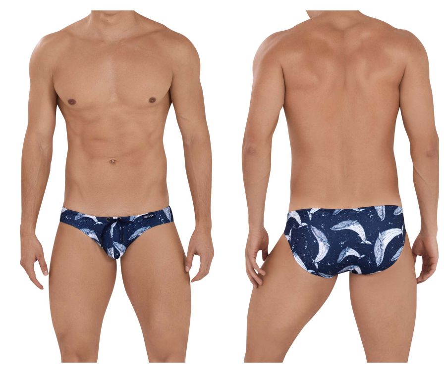 Clever 1149 Mistery Swim Briefs Dark Blue Print