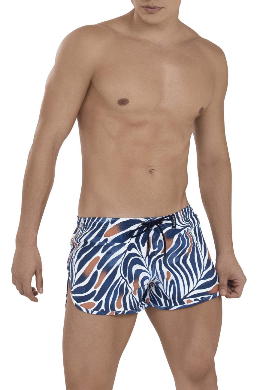 Clever 1156 Enigma Swim Trunks Dark Blue Print