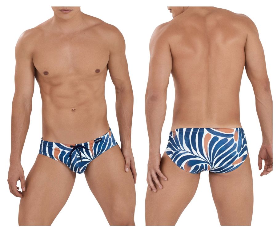 Clever 1157 Enigma Swim Briefs Dark Blue Print